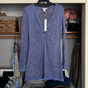 House of Harlow 1960 purple sparkle beach cover up - size medium NWT